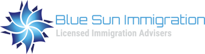 BLUE SUN IMMIGRATION Logo OnBlack Transparent Footer